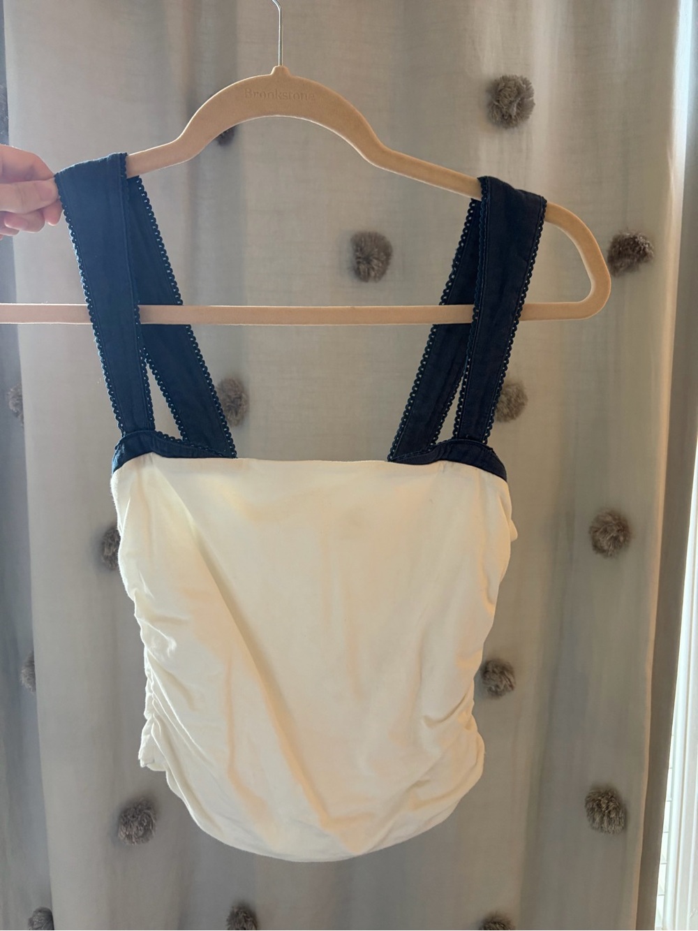 Free People Cream Tank Top with Black Straps - Women's Casual Square Neck